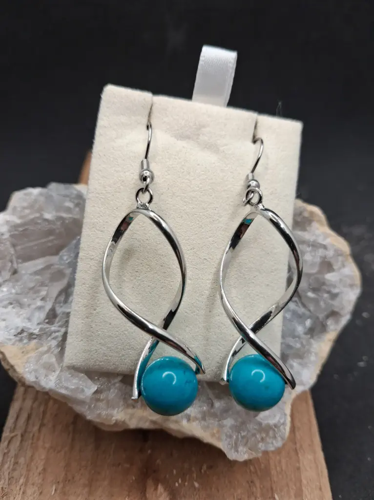 [BOU-TURQ-TOR] Boucles d'Oreilles en Turquoise Torsadées