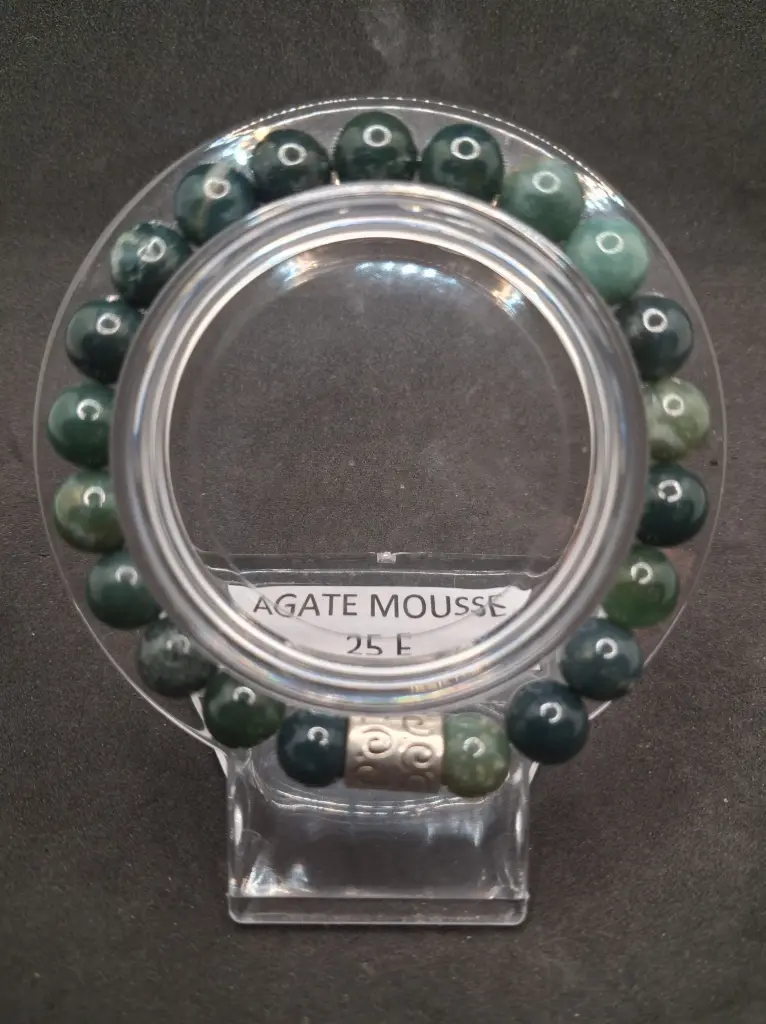 [BRA-AGAMOU-16] Bracelet en Agate Mousse (16 cm)