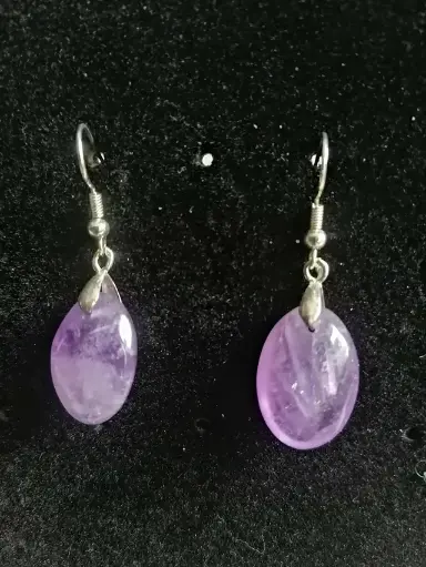 Boucles d'Oreilles en Goutte d'Amethyste