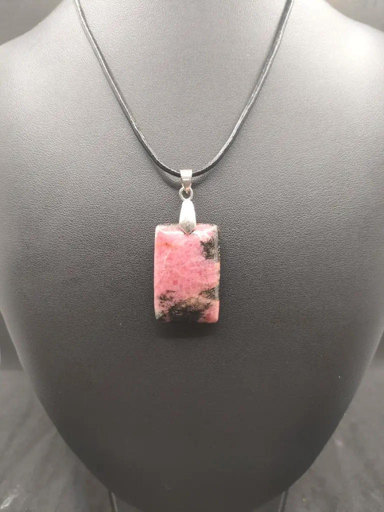 Pendentif en Rhodonite en Rectangle