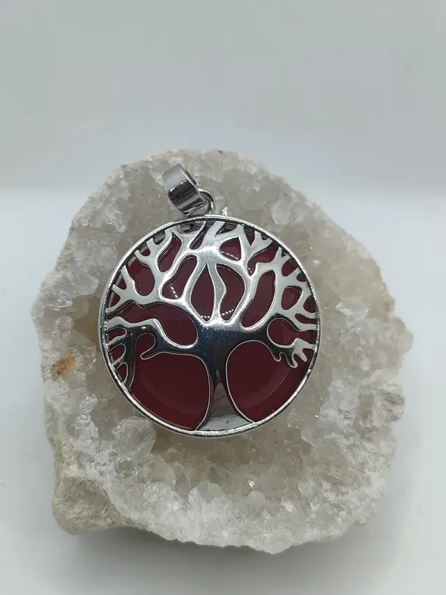 [PEN-JASPROU-ARBR] Pendentif en Jaspe Rouge Arbre de Vie