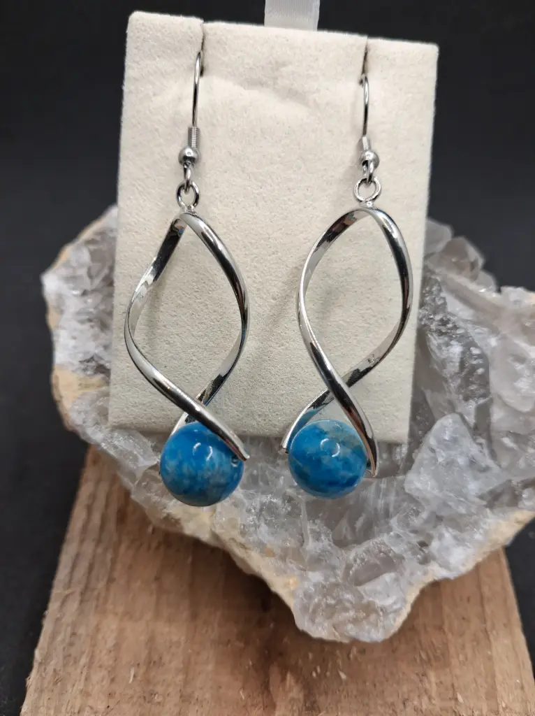 Boucles d'Oreilles en apatite Torsadées