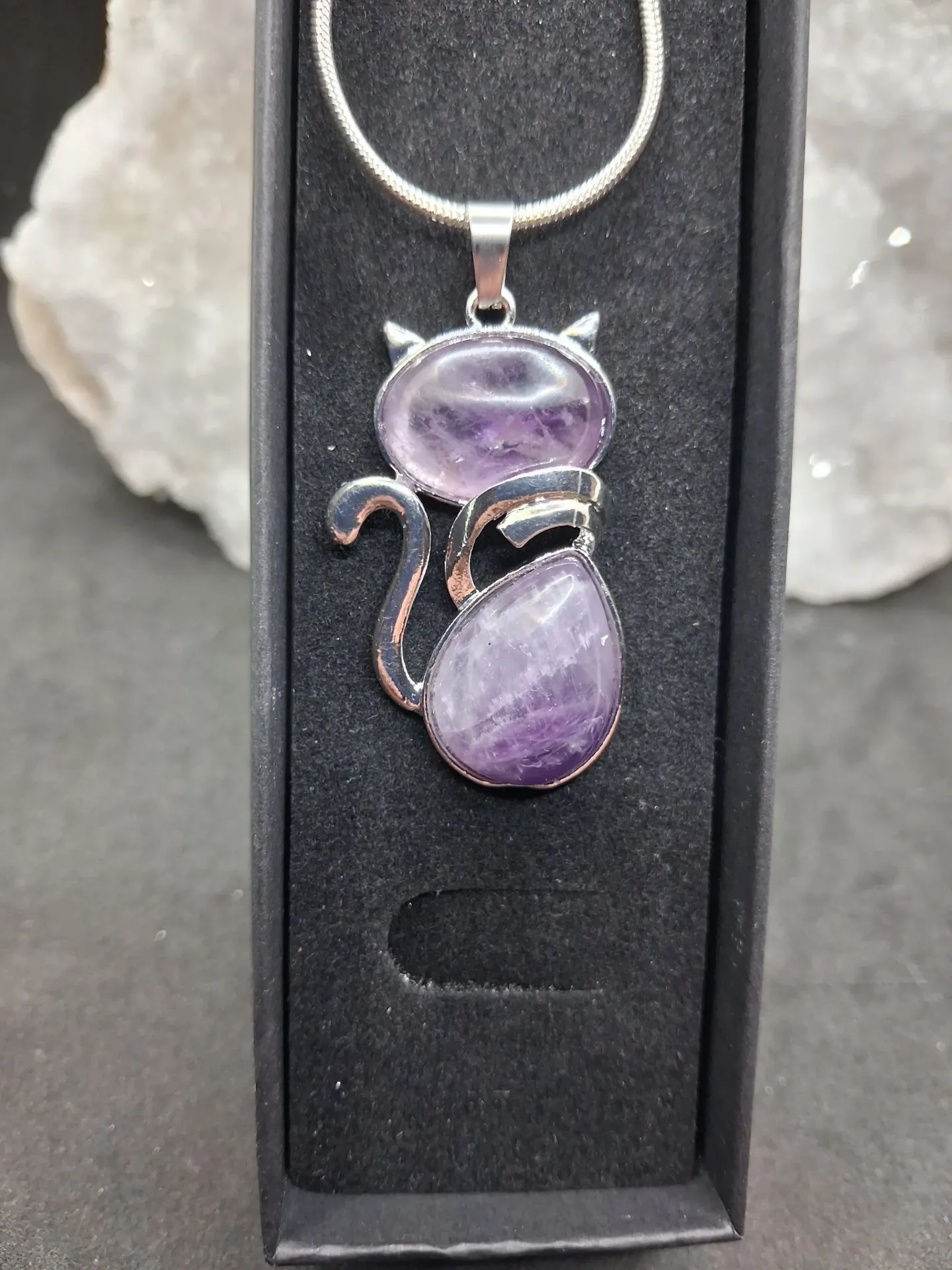 pendentif chat en amethyste