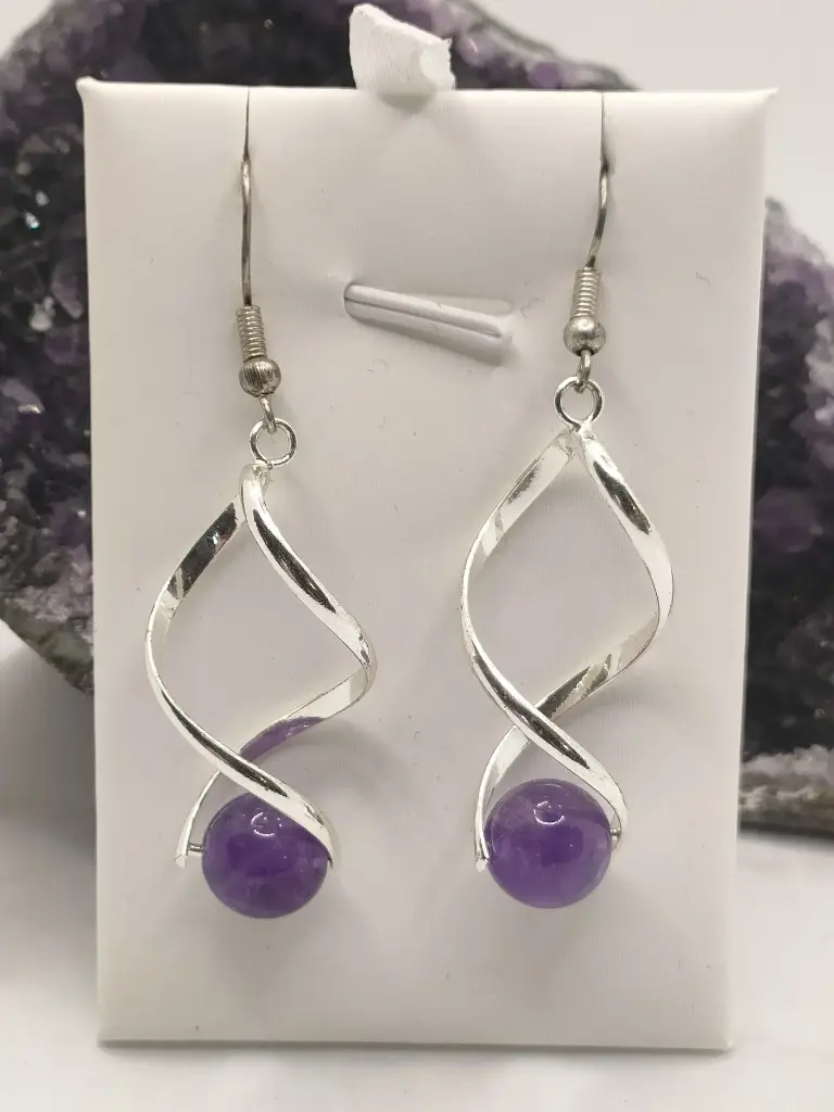 Boucles d'Oreilles en Améthyste Torsadées