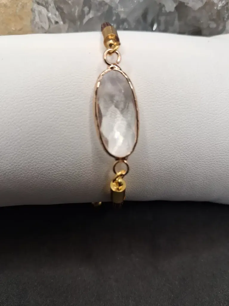 [BRA-CORD-CRISRO-OV] bracelet corde en cristal de roche ovale