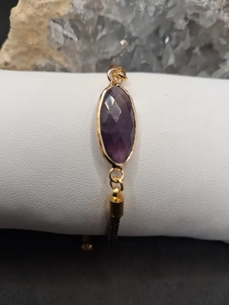bracelet corde amethyste ovale