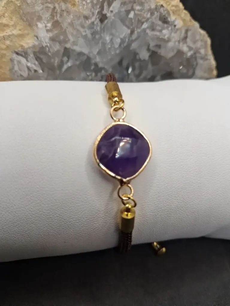 [BRA-CORD-AMET-CAR] bracelet corde amethyste carre