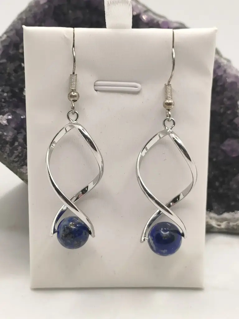 Boucles d'Oreilles en Lapis Lazuli Torsadées