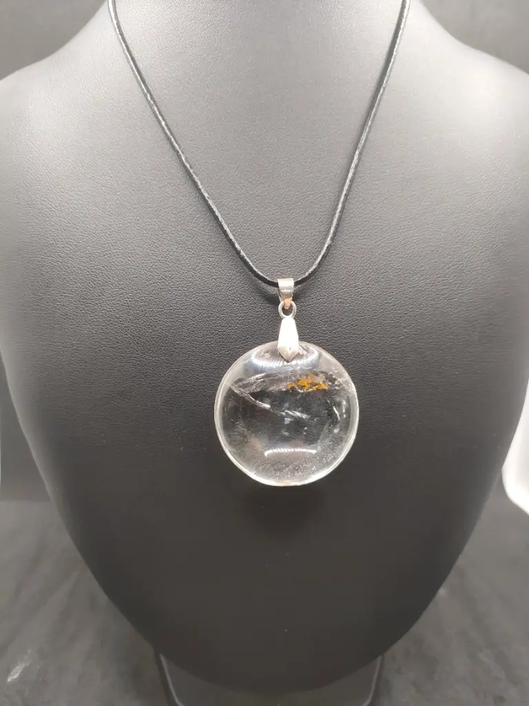 Pendentif de Cristal de Roche en Rond