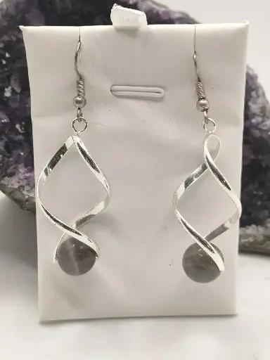 Boucles d'Oreilles en Labradorite Torsadées
