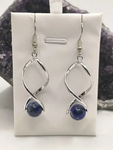 Boucles d'Oreilles en Lapis Lazuli Torsadées