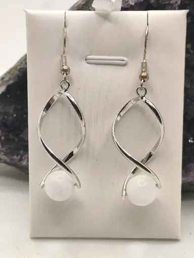 Boucles d'Oreilles en Pierre de Lune Torsadées