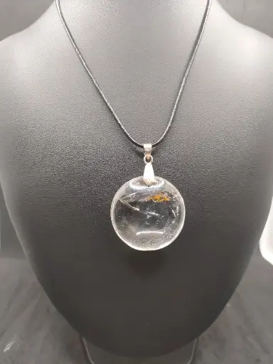 Pendentif de Cristal de Roche en Rond