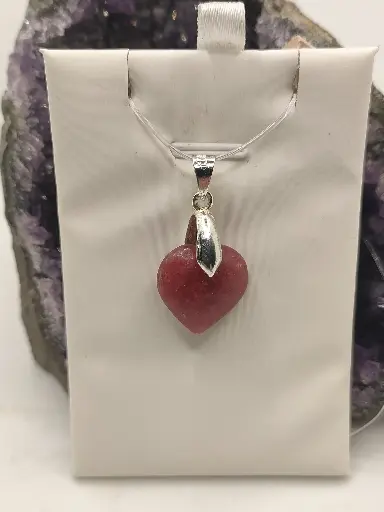 Pendentif Petit Cœur en Rhodonite 